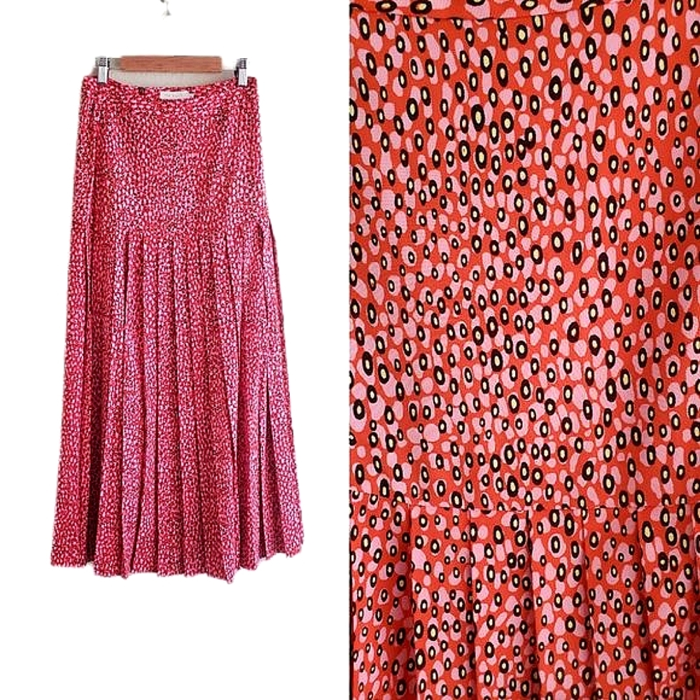 NWT $295 Ted Baker Abstract Pleated Maxi Skirt